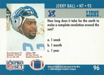 1990 Pro Set FACT Cincinnati #96 Jerry Ball Back