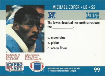 1990 Pro Set FACT Cincinnati #99 Michael Cofer Back