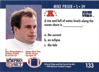 1990 Pro Set FACT Cincinnati #133 Mike Prior Back