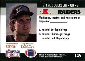 1990 Pro Set FACT Cincinnati #149 Steve Beuerlein Back