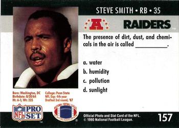 1990 Pro Set FACT Cincinnati #157 Steve Smith Back