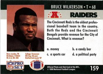 1990 Pro Set FACT Cincinnati #159 Bruce Wilkerson Back
