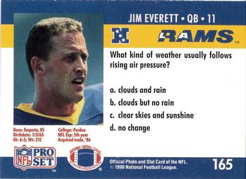 1990 Pro Set FACT Cincinnati #165 Jim Everett Back