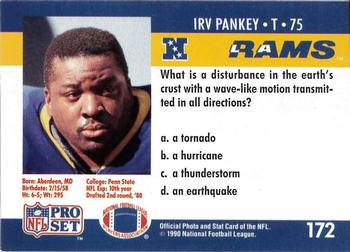 1990 Pro Set FACT Cincinnati #172 Irv Pankey Back