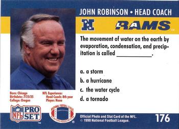 1990 Pro Set FACT Cincinnati #176 John Robinson Back
