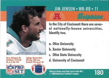 1990 Pro Set FACT Cincinnati #180 Jim Jensen Back