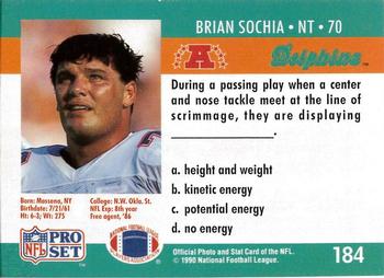 1990 Pro Set FACT Cincinnati #184 Brian Sochia Back