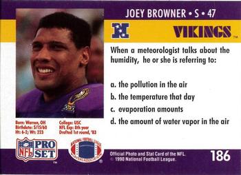 1990 Pro Set FACT Cincinnati #186 Joey Browner Back