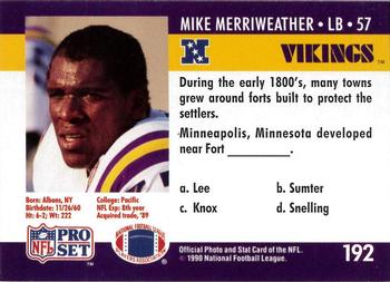 1990 Pro Set FACT Cincinnati #192 Mike Merriweather Back
