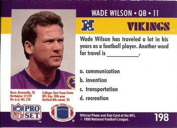 1990 Pro Set FACT Cincinnati #198 Wade Wilson Back
