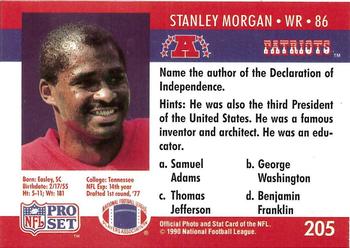 1990 Pro Set FACT Cincinnati #205 Stanley Morgan Back