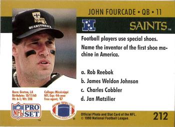 1990 Pro Set FACT Cincinnati #212 John Fourcade Back