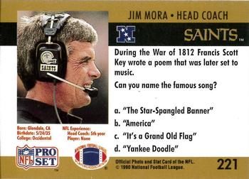 1990 Pro Set FACT Cincinnati #221 Jim Mora Back