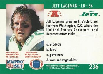 1990 Pro Set FACT Cincinnati #236 Jeff Lageman Back
