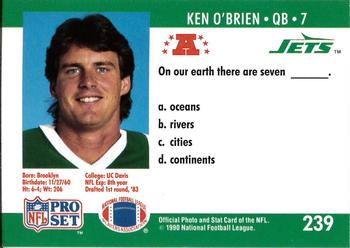 1990 Pro Set FACT Cincinnati #239 Ken O'Brien Back