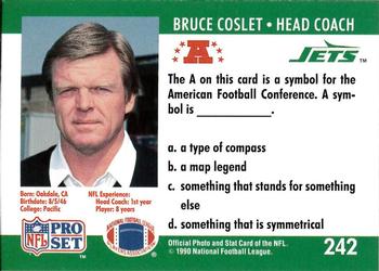 1990 Pro Set FACT Cincinnati #242 Bruce Coslet Back