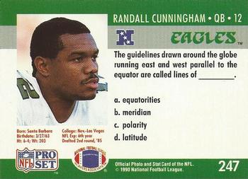 1990 Pro Set FACT Cincinnati #247 Randall Cunningham Back