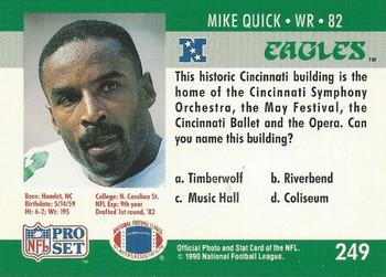 1990 Pro Set FACT Cincinnati #249 Mike Quick Back