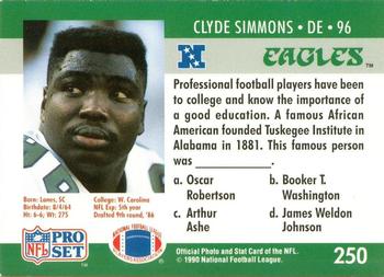 1990 Pro Set FACT Cincinnati #250 Clyde Simmons Back