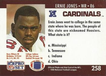 1990 Pro Set FACT Cincinnati #258 Ernie Jones Back