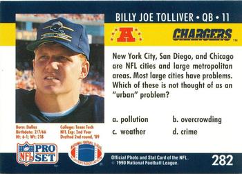 1990 Pro Set FACT Cincinnati #282 Billy Joe Tolliver Back