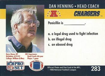 1990 Pro Set FACT Cincinnati #283 Dan Henning Back