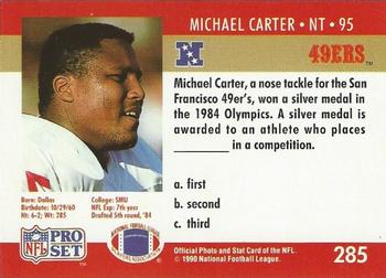1990 Pro Set FACT Cincinnati #285 Michael Carter Back