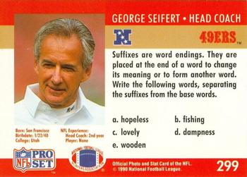 1990 Pro Set FACT Cincinnati #299 George Seifert Back