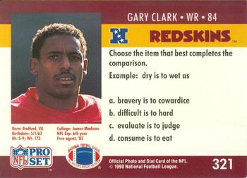1990 Pro Set FACT Cincinnati #321 Gary Clark Back