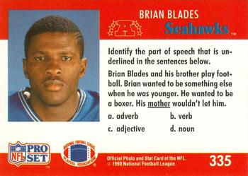 1990 Pro Set FACT Cincinnati #335 Brian Blades Back