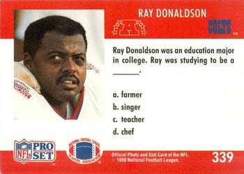1990 Pro Set FACT Cincinnati #339 Ray Donaldson Back