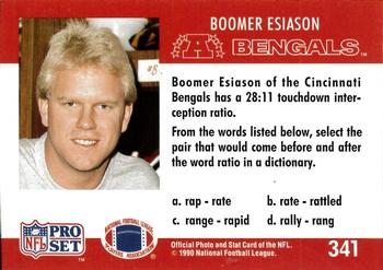 1990 Pro Set FACT Cincinnati #341 Boomer Esiason Back