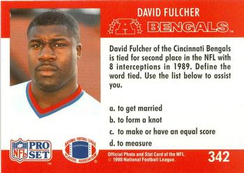 1990 Pro Set FACT Cincinnati #342 David Fulcher Back
