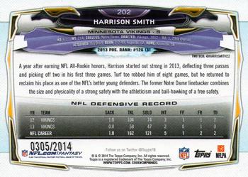 2014 Topps - Gold #202 Harrison Smith Back