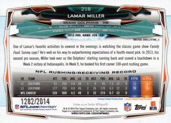 2014 Topps - Gold #218 Lamar Miller Back