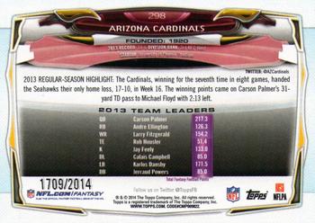 2014 Topps - Gold #298 Arizona Cardinals Back