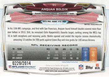 2014 Topps - Gold #91 Anquan Boldin Back