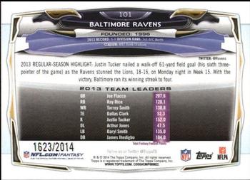 2014 Topps - Gold #101 Baltimore Ravens Back
