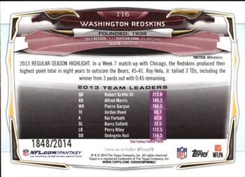 2014 Topps - Gold #116 Washington Redskins Back
