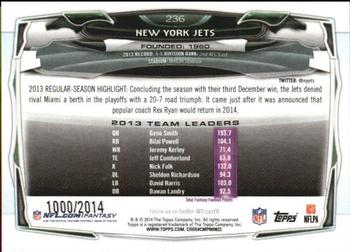 2014 Topps - Gold #236 New York Jets Back