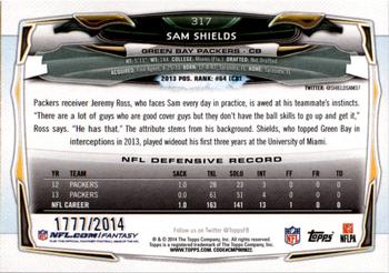 2014 Topps - Gold #317 Sam Shields Back