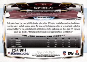 2014 Topps - Gold #357 Cody Hoffman Back