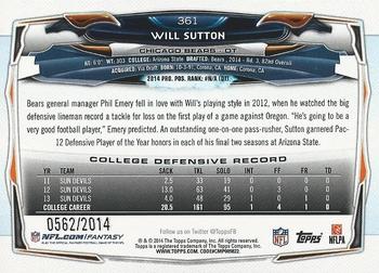 2014 Topps - Gold #361 Will Sutton Back