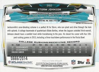 2014 Topps - Gold #392 Storm Johnson Back