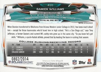 2014 Topps - Gold #410 Damien Williams Back
