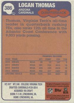 2014 Topps - 1985 Autographs #386 Logan Thomas Back