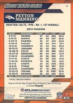 2014 Topps - 4000 Yard Club #3 Peyton Manning Back