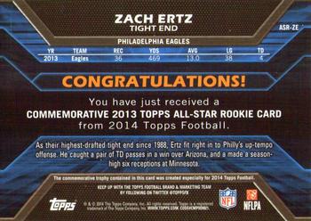 2014 Topps - All Star Rookies #ASR-ZE Zach Ertz Back