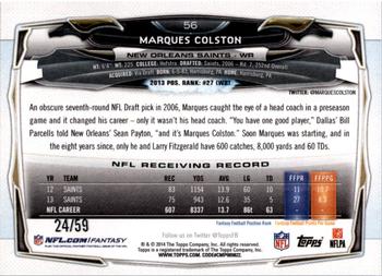 2014 Topps - Black #56 Marques Colston Back
