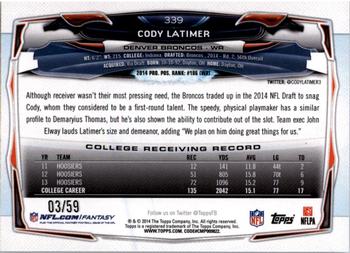 2014 Topps - Black #339 Cody Latimer Back